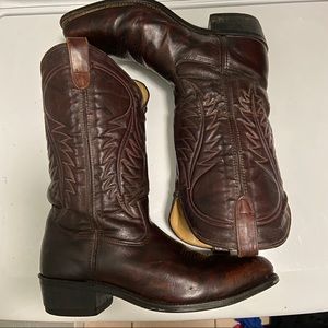 VTG MENS BROWN BLACK LEATHER COWBOY BOOTS SZ 10.5